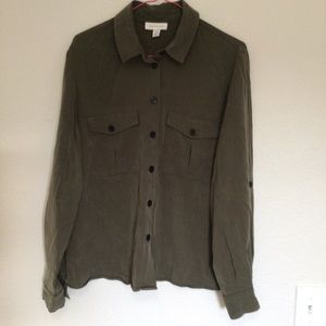 Topshop Camo Green Button Up